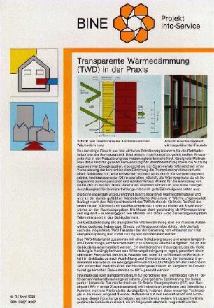 Transparente Wärmedämmung (TWD) in der Praxis.