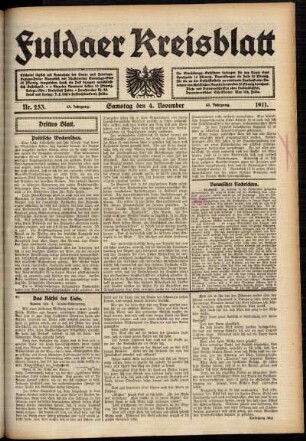 Dritte Ausgabe vom Samstag, den 04. November 1911.