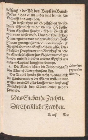Das Siebende Zeichen. Die Christliche Freyheit.