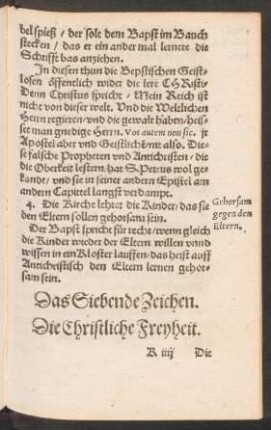 Das Siebende Zeichen. Die Christliche Freyheit.