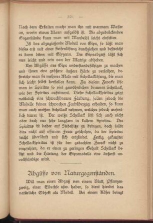 Abgüsse von Naturgegenständen.