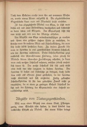 Abgüsse von Naturgegenständen.