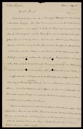 Brief von Felix Klein an Henri Poincaré, Göttingen, 16.4.1896