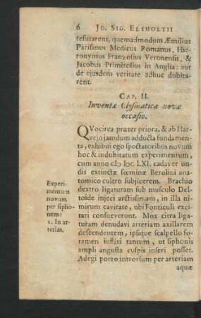 Cap. II. Inventae Clysmaticae novae occasio.