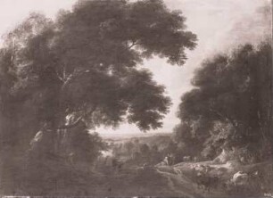 Waldlandschaft mit rastendem Hirten