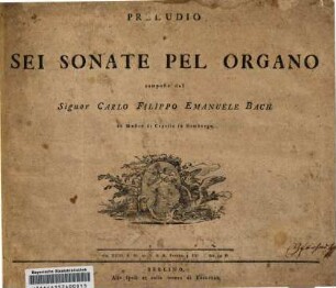 Preludio e sei sonate pel organo : op. V d. A.