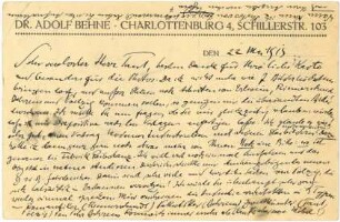 Adolf Behne an Bruno Taut