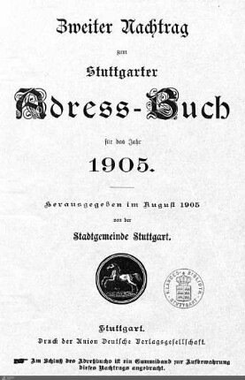 1905,2 - Nachtrag: Stuttgarter Adressbücher / Nachtrag, 1905, Bd. 2