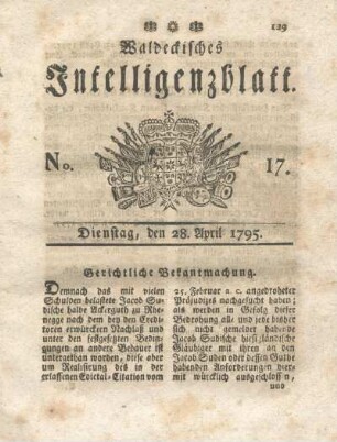 No. 17, Dienstag, den 28. April 1795