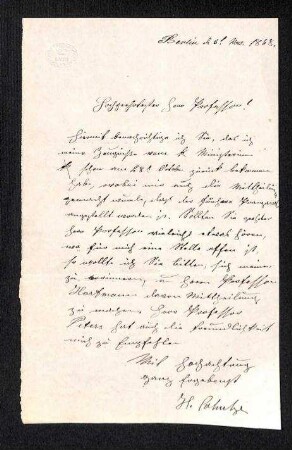 Handschriftliches Schreiben aus der Akte Jäger