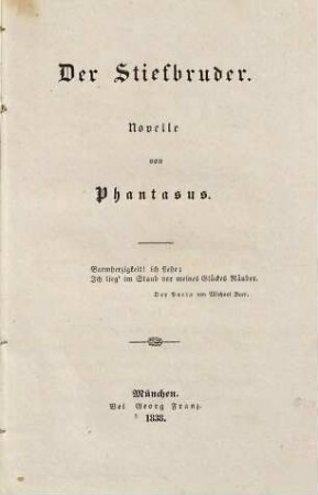 Der Stiefbruder : Novelle