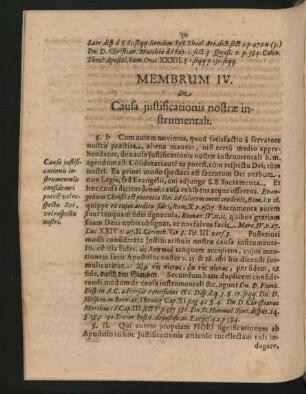 Membrum IV. De causa justificationis nostrae instrumentali.