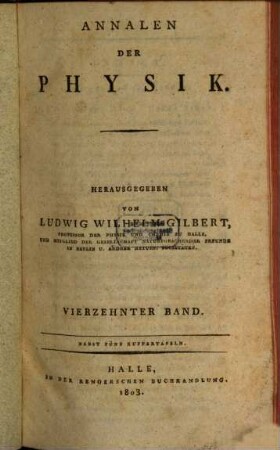Annalen der Physik. 14. 1803