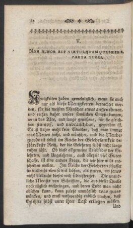 V. Non Minor Est Virtus, Quam Quaerere Parta Tueri