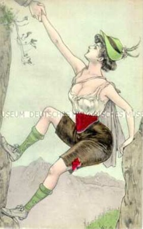 Erotische Postkarte (Bergsteigerin)