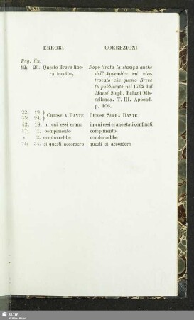 Errori. Correzioni