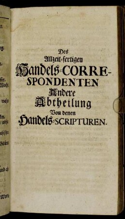 Andere Abtheilung Von denen Handels-Scripturen.