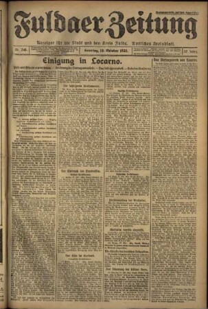 Erste Ausgabe vom Sonntag, den 18. Oktober 1925.