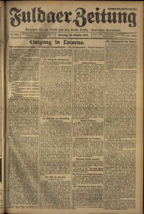 Erste Ausgabe vom Sonntag, den 18. Oktober 1925.