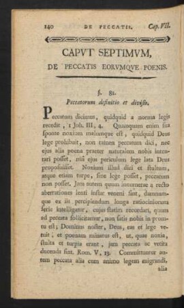Caput Septimum, De Peccatis Eorumque Poenis.