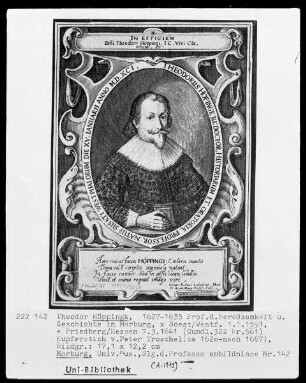 Theodor Höppingk (1591-1641), 1627-1635 Professor der Beredsamkeit und Geschichte in Marburg