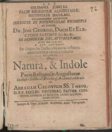 Solemnia Iobelea Pacis Religiosae Augustanae, Festivitate Seculari