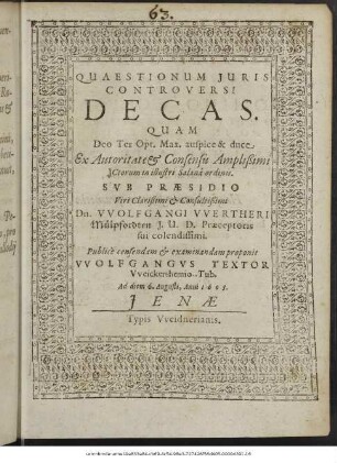 Quaestionum Iuris Controversi Decas
