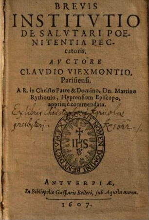 Brevis Institvtio De Salvtari Poenitentia Peccatoris