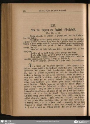 LXI. Na 23. ńeźelu po ßwětej tschojoscźi