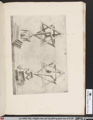 Geometrische Perspektivkonstruktion zweier Stern-Tetraeders.