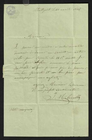 Brief vom 21. April 1844