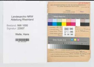 Entnazifizierung Hans Welle, geb. 25.05.1903 (Pfoertner)