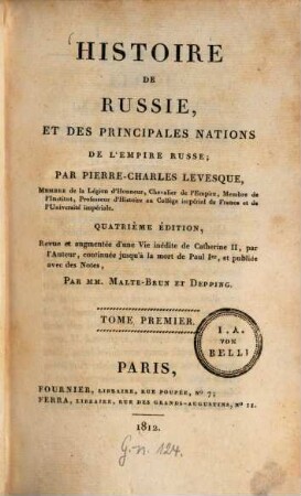 Histoire de Russie et des principales nations de l'empire Russe, 1. - XXXII, 371 S. : 22 Ill.