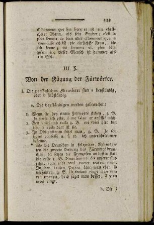 III. §. Von der Fügung der Fürwörter.