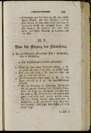 III. §. Von der Fügung der Fürwörter.