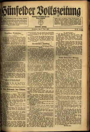 Ausgabe vom Samstag, den 07. Mai 1921.