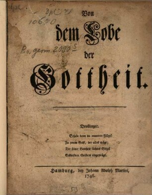 Von dem Lobe der Gottheit