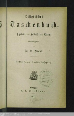 5.F.2.1872: Historisches Taschenbuch