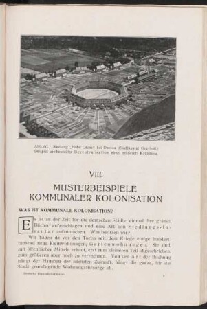 VIII. Musterbeispiele kommunaler Kolonisation