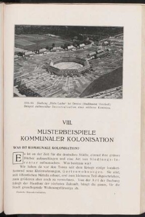VIII. Musterbeispiele kommunaler Kolonisation