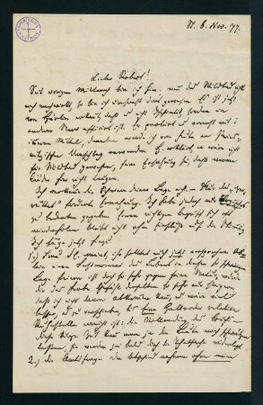 Brief vom 6. Nov. 1877