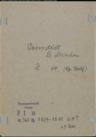 Zivilstandsregister der evangelischen Gemeinde Ovenstädt, Kreis Minden (1809-1811) (Gemeinde: Evangelische Gemeinde Ovenstädt)