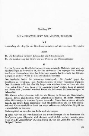 Abschnitt IV: Die Antisozialität der Minderjährigen