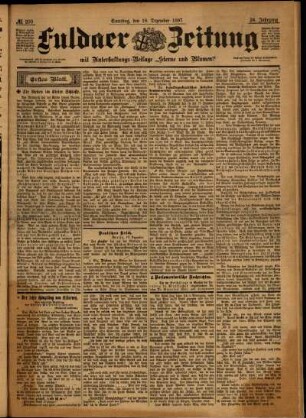 Erste Ausgabe vom Samstag, den 18. Dezember 1897.