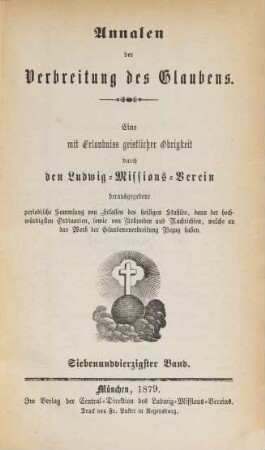 Annalen der Verbreitung des Glaubens : Monatsschrift d. Vereins der Glaubensverbreitung. 47. 1879