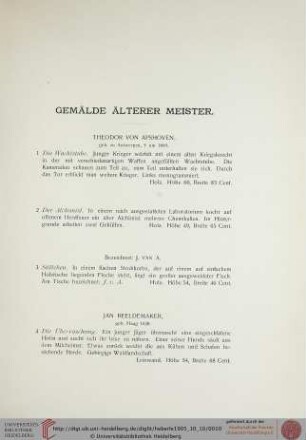 Gemälde älterer Meister (Nr. 1-45)
