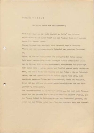 [W180a]: Heinrich Heine zum 180. Geburtstag