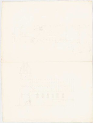 Stiftskirche, Marienborn Umbau: Grundriss 1:100; Längsschnitt 1:100