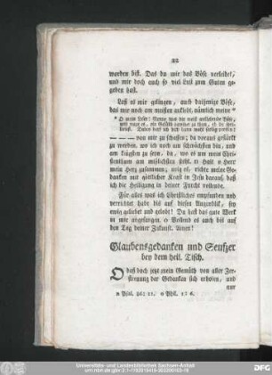 Glaubensgedanken und Seufzer bey dem heil. Tisch.