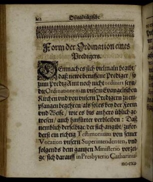 Form der Ordination eines Predigers